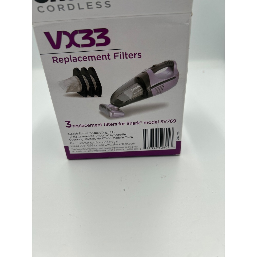 Shark VX33 Replacement Filters 3-Pack for Shark Cordless SV769 Handheld Vacuum
